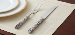 Juego de cuchillo y tenedor para carne clásico, plateado, con diseño de mango de vid, apto para lavavajillas, para decoración de mesas de boda. - Product Image 5