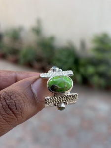 Natural Green Copper <b>Turquoise</b> Cute Wedding <b>Ring</b> Handmade 925 Sterling Silver Jewelry Bulk Wholesale Fine Silver <b>Rings</b> - Product Image 2