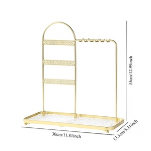 Présentoir à bijoux double section haut de gamme avec crochets multiples, support à colliers grande capacité et présentoir à boucles d'oreilles avec rangement anti-emmêlement - Product Image 3