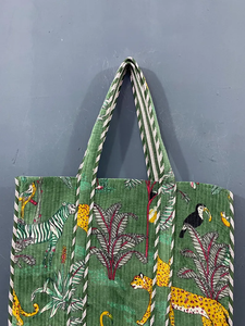 Bolso Tote de Algodón Acolchado con Diseño Étnico de Pavo Real, Color Sólido, Cierre de Cremallera, Asas Largas, para Uso Diario, Compras, Viajes, Playa, Verano y Otoño - Product Image 4