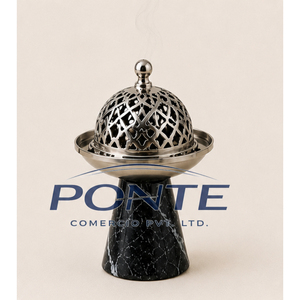 Quemador de Incienso de Lujo en Mármol y Latón para Bakhoor Oud, Incensario Árabe Hecho a Mano, Decoración para el Hogar, Centro de Mesa - Product Image 4