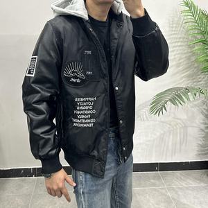 Blouson bomber noir unisexe tendance 2024 avec capuche amovible, style streetwear personnalisé, service OEM disponible - Product Image 5