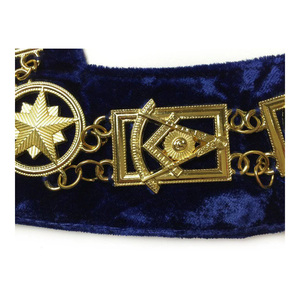 Masonic Grand Officer Purple Velvet Gold Plated Chain <b>Collar</b> Premium Custom Regalia Ceremonial <b>Collar</b> - Product Image 6