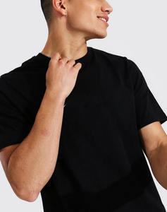 เสื้อยืดโอเวอร์ไซส์ดีไซน์เนอร์ขายส่ง เสื้อยืดผ้าฝ้ายสีดำเรียบแบบกำหนดเองสำหรับผู้ชาย - Product Image 3