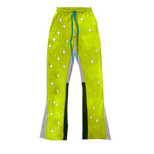 Pantalon de survêtement évasé personnalisé avec strass pour homme, 100 % coton, coupe large, style streetwear, vente en gros OEM - Product Image 5
