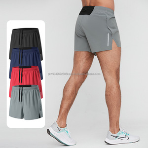 Pantalones cortos deportivos informales de verano para hombre, cintura elástica con cordón y bolsillos, pantalones cortos de tabla de Color sólido, cintura media, teñido liso - Product Image 5