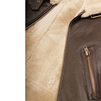 Veste de motard marron en peau de mouton et peau de mouton pour femme