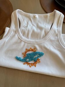 Contemporary Seed Beads Embroidery Tank <b>Top</b> Artistic Hand Beading Women's Elegant Floral Theme Eco-Friendly Quick Dry Formal - Product Image 1