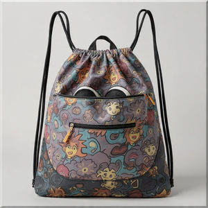 Sac à dos pliable en polyester imperméable avec cordon de serrage pour la salle de sport et le fitness, grande capacité - Product Image 1