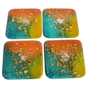 Dessous de verre modernes en résine, cristal, étincelle, paillettes, faits à la main, brillants, élégants, verres de table, décor artistique, ensemble d'accessoires en résine - Product Image 2