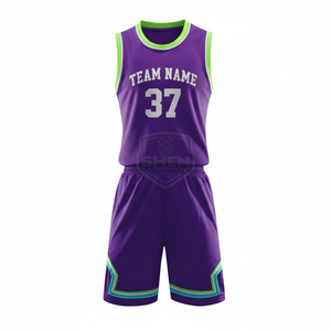 Ensemble de maillots de basket-ball violets personnalisés, sans manches, anti-humidité, unisexe, pour adultes, nom de l'équipe, impression sublimée 37, toutes saisons - Product Image 1