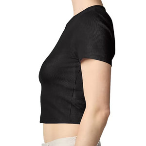 T-shirt court bleu à col rond pour femme, modèle vierge, impression à la demande, design numérique téléchargeable - Product Image 3