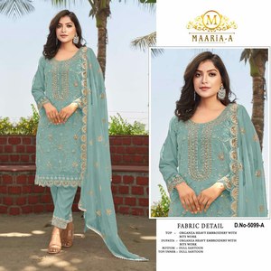 Traje Salwar de tres piezas de tela de seda de Organza pura con talla grande para fiesta y función de bajo presupuesto de alta calidad extrema - Product Image 2