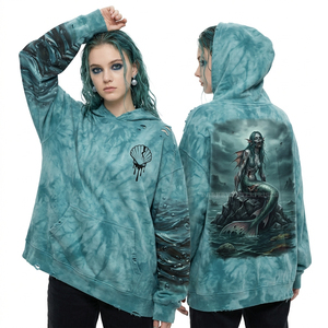 Sudadera con capucha de felpa gruesa para mujer, con lavado ácido, gráfico personalizado, estilo oversize, desgastada, streetwear, fabricante - Product Image 6