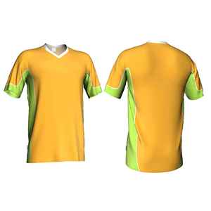 เสื้อฟุตบอลคอวีผู้ชายสีเหลืองเขียวแบบสั่งทำพิเศษ แขนสั้น ผ้าโพลีเอสเตอร์ 100% ระบายเหงื่อได้ดี ชุดกีฬาสำหรับผู้ใหญ่ - Product Image 1