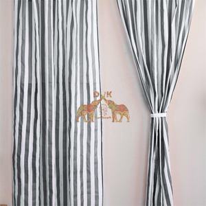 ผ้าม่านผ้าฝ้ายพิมพ์ลายบล็อกสีสันแบบคลาสสิก เป็นมิตรกับสิ่งแวดล้อม เหมาะสำหรับใช้ในบ้าน โรงแรม และร้านกาแฟ - Product Image 5