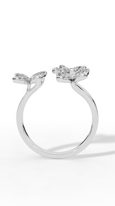 แหวนผีเสื้อแบบเปิดคลาสสิก ประดับเพชรทรงลูกแพร์และทรงมาร์คีส์ เพชรเลี้ยงในห้องปฏิบัติการ ทอง 10K ขายส่ง OEM ผู้ผลิตและจำหน่ายเครื่องประดับชั้นดี - Product Image 4