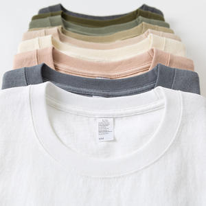 Custom Silk Screen Printing 230gsm Heavyweight Oversized Tshirt <b>100</b>% Cotton Plus Size Crew Neck Men's Solid Color T-Shirts DDP - Product Image 2