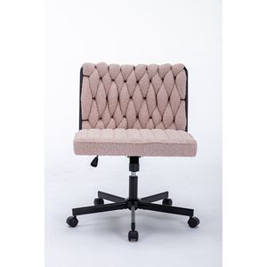 Modern Armless <b>Desk</b> Chair with Criss Cross Leg Wide Seat Home Office Work Meditation Wheels Included for Office Environment - Product Image 3