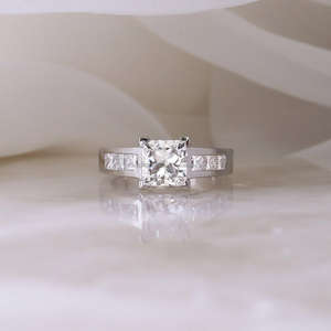 IGI/GIA Lab Grown Princess Cut Diamond Vintage 14K amarillo oro blanco boda/anillo de compromiso Unisex aniversario anillos finos - Product Image 4