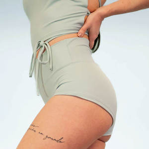 High Elastic Waist Washed Cotton Compression <b>Booty</b> Shorts for Women Breathable Gym Yoga Running - Product Image 4