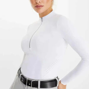 <b>Top</b> <b>Horse</b> Competition <b>Riding</b> Suit Casual Solid Pattern Show Shirt Drop Shoulder Knee Length Knitting Breathable Custom Color - Product Image 3