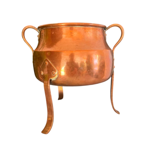 Antique Copper Hammered Flower Pot With Claw Feet And Dual Handles Vintage Style Planters For Home Decor - Product Image 4