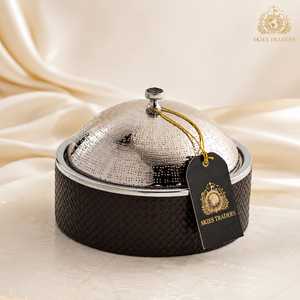 Stainless Steel Black Woven Textured <b>Insulated</b> Casserole <b>Food</b> Warmer Hot Pot Buffet Server For Kitchen Dining Table - Product Image 4