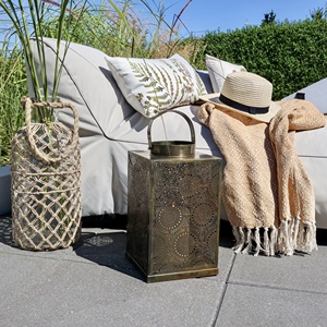 Wholesale <b>Brass</b> Antique Burnish Metal Candle Holder <b>Lantern</b> with Custom Moroccan Cutwork Pattern - Product Image 6