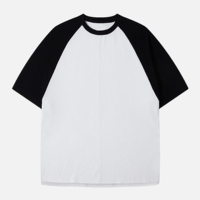 T-shirt Raglan Unisexe Oversize Personnalisé de Haute Qualité 100 % Coton avec Coutures Contrastées Coupe Boxy Vierge