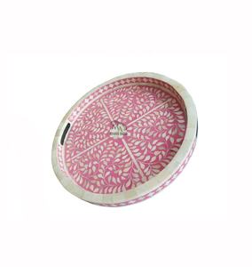 Plateau de service décoratif rond en incrustation d'os de haute qualité, différentes couleurs - Product Image 2