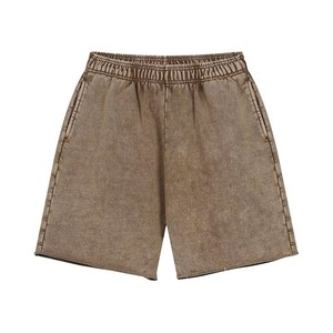 Shorts Bermuda Décontractés Orange Uni pour Hommes, Taille Élastique, Poches, Tissu Léger et Respirant en Mélange de Coton, OEM ODM - Product Image 3