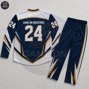 Blue White Personalized Design Colors Numbers Logo Printing OEM ODM Service Custom Durable Sublimated Ice Hockey Uniform Sets - Product Image 5