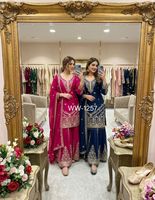 Ensemble Kurta Sharara en gros avec broderie et travail de sequins, costume Sharara de mariage disponible à prix abordable