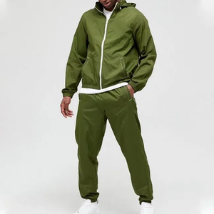 Hot Sale Sportswear Zip up <b>Tracksuit</b> 100% Cotton Oversized Windbreaker Heavyweight Solid Spring Men - Product Image 4