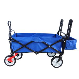 Heavy-Duty Portable Outdoor Utility <b>Wagon</b> with Adjustable Handles Collapsible <b>Garden</b> Hand Cart with Drink Holder for Camping - Product Image 3