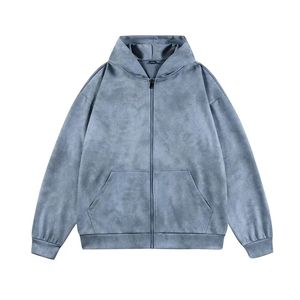 Sudadera con capucha de algodón 100% pesado, estilo urbano, hombros caídos, transpirable, lisa, con lavado ácido - Product Image 4