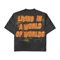Ensemble T-shirt graphique oversize et short en jean pour homme, coton épais, streetwear Y2K vintage délavé à l'acide, 2 pièces, été