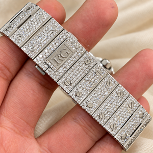 Montre de luxe Raj Gems à cadran analogique avec affichage de la date, bracelet en acier inoxydable, incrustations de diamants mécaniques, cristal de saphir et quartz carré - Product Image 3
