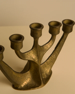 Vintage Iron Bronze Finish 5-Arm <b>Candlestick</b> Holder Abstract Mid-Century Modern Handmade Durable Metal Tabletop Decorative - Product Image 3