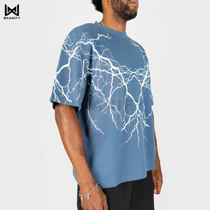 เสื้อยืดวินเทจสีดำฟอกกรดทรงโอเวอร์ไซส์สำหรับผู้ชาย สไตล์สตรีทแวร์ ผ้าหนา คอริบหนา  ไม่มีลาย พิมพ์ลายได้ตามสั่ง MAANIFY - Product Image 1