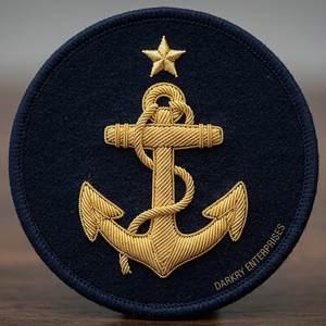 Écusson en fil d'or fait main, emblème à deux étoiles en feutre bleu marine personnalisé, insignes d'uniforme professionnels sur mesure, blason institutionnel en gros - Product Image 6