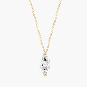 Pendentif solitaire en diamant de laboratoire taille marquise en or blanc - Product Image 1