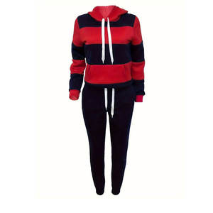 Women's Casual Knitting Sweatsuit Tracksuit Set Customizable Color & Logo 100% Cotton Two Piece Breathable Hooded Jogger <b>Pants</b> - Product Image 1