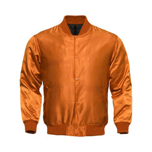 Blouson bomber en satin orange pour homme, logo personnalisé, blouson varsity élégant, blouson de baseball en satin pour l'automne, blouson pour lycée et université - Product Image 5