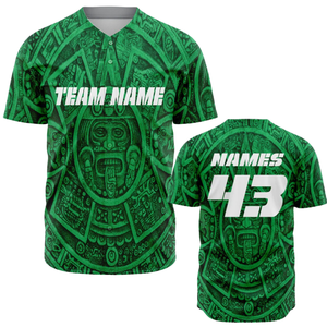 Camiseta de béisbol personalizada para hombre con botones y estampado verde, uniforme transpirable para equipos de softbol, camisa deportiva atlética para equipos - Product Image 1