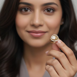 แหวนเพชรทองคำขาวทรงกลุ่มหรูหรา ดีไซน์เรขาคณิตสง่างามสำหรับผู้หญิง เครื่องประดับชั้นดี ของขวัญวันครบรอบ - Product Image 4