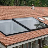 Puits de lumière moderne à toit plat fixe, cadre en aluminium, fenêtre de toit en verre trempé, système d'éclairage naturel personnalisé pour villa et cour
