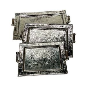 Rectangular Glass <b>Serving</b> <b>Tray</b> With <b>Gold</b> Metal Frame Modern Design Durable For Party Use - Product Image 3