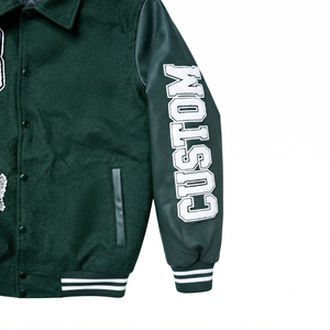 Custom Varsity <b>Jacket</b> Wool Body Sleeve Embroidered Letterman <b>Jacket</b> Wholesale Unisex Streetwear Summer Outerwear Apparel - Product Image 5